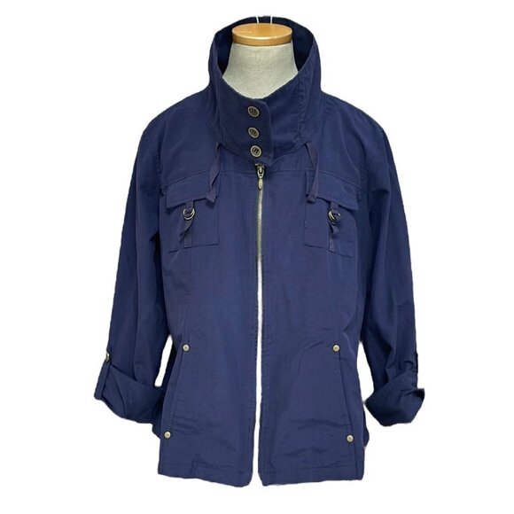 Live a Little Fisherman's Utility Jacket NWT Rolled Sleeves Zip Collar Purple XL - Picture 1 of 17